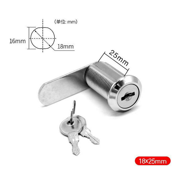 2 Keys--16/20/25/30mm Cam Lock For Door Drawer Cabinet Mail Box Cupboard Locker